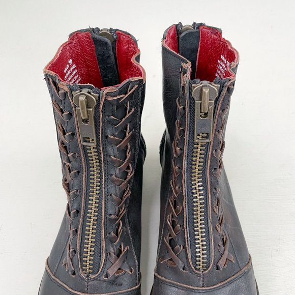 Freebird by Steven Brown Distressed Wales Zip Front Ankle Boots Booties Size 10 - Picture 4 of 12